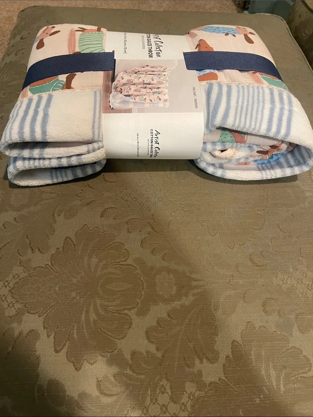 Artist Collection Cotton Gauze Dachshund Throw Blanket-60 in x 70 in-new